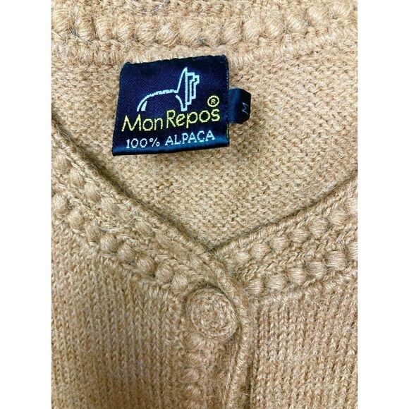 MonRepos Alpaca wool tan button up cardigan - Picture 6 of 6